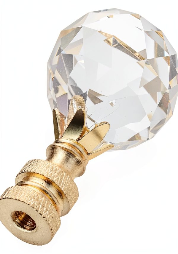Lamp Finials Aspen Creative Clear Crystal Brass Plated 2-1