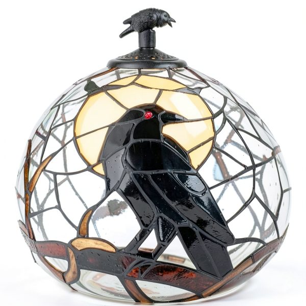 Raven Lamp Finial Weaseller Resin Gothic Halloween Decor-2