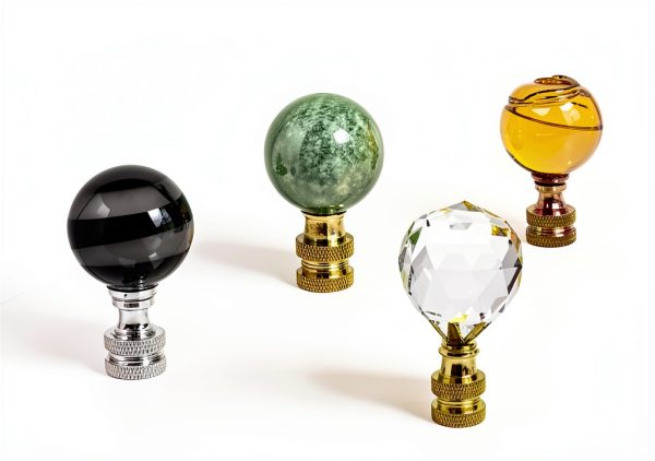 Lamp Finials Aspen Creative Clear Crystal Brass Plated 2-4
