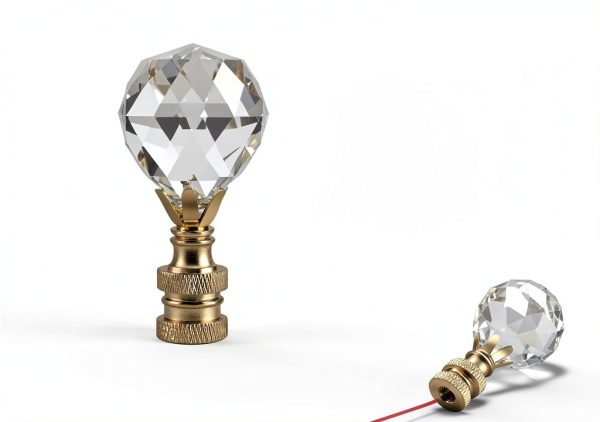 Lamp Finials Aspen Creative Clear Crystal Brass Plated 2-2