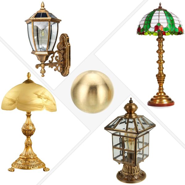 Brass Lamp Finials PATIKIL M10 Thread Decorative Hardware-5