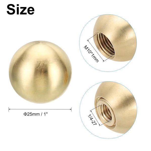 PATIKIL Brass Lamp Finials Ball Design M10 Thread Decor-1