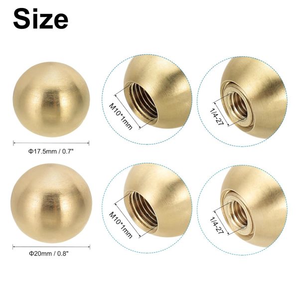 PATIKIL Brass Lamp Finial M10 Thread 1/4-27 Adapter Decor-1