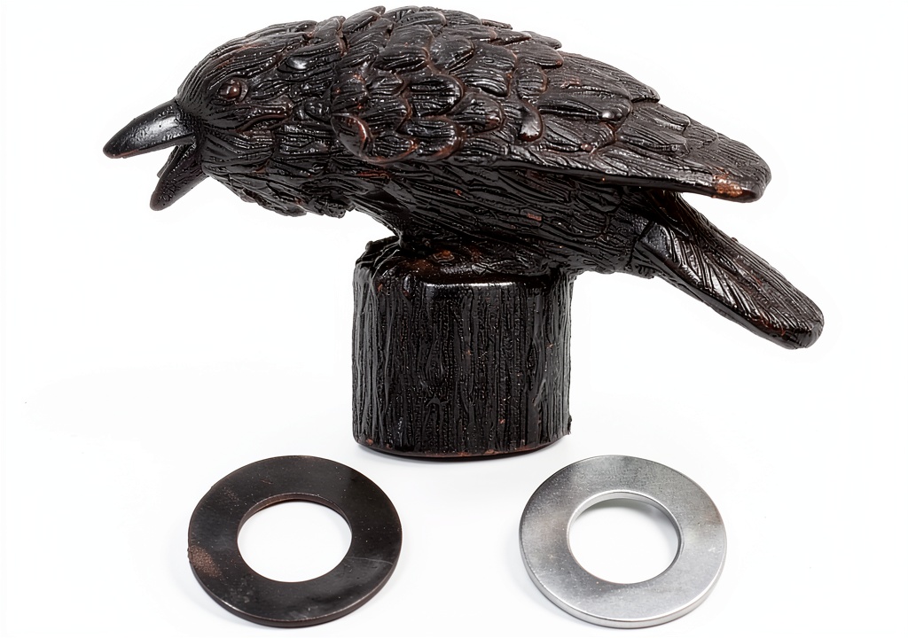Installing Raven Lamp Finial Weaseller Resin Gothic Halloween Decor on a wooden desk