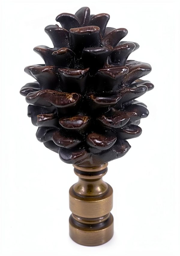 Lamp Finials Texas Lamp Parts Antique Brass Pinecone Design-0