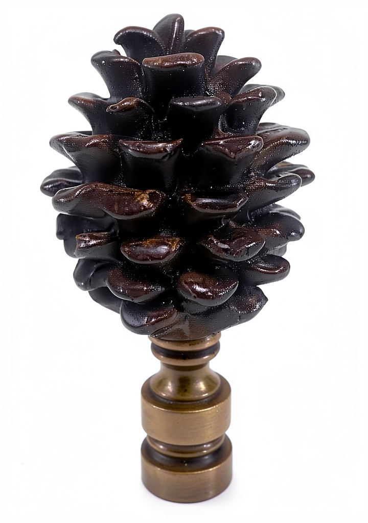 Installing the Texas Lamp Parts Antique Brass Pinecone Finial on a wooden desk