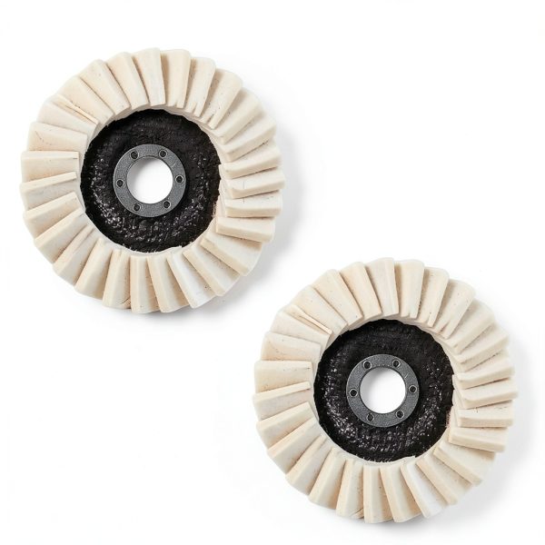 MOUDOAUER 2Pcs 4.5 Inch Wool Polishing Wheel Disc for Metal Marble-4