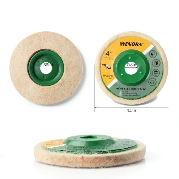 4 Inch Wool Felt Polishing Wheel Disc by WENORA 4 1/2 Grinder Marble-1